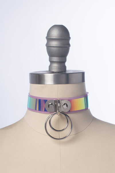 Lavender Iridescent O-Ring Choker Collar