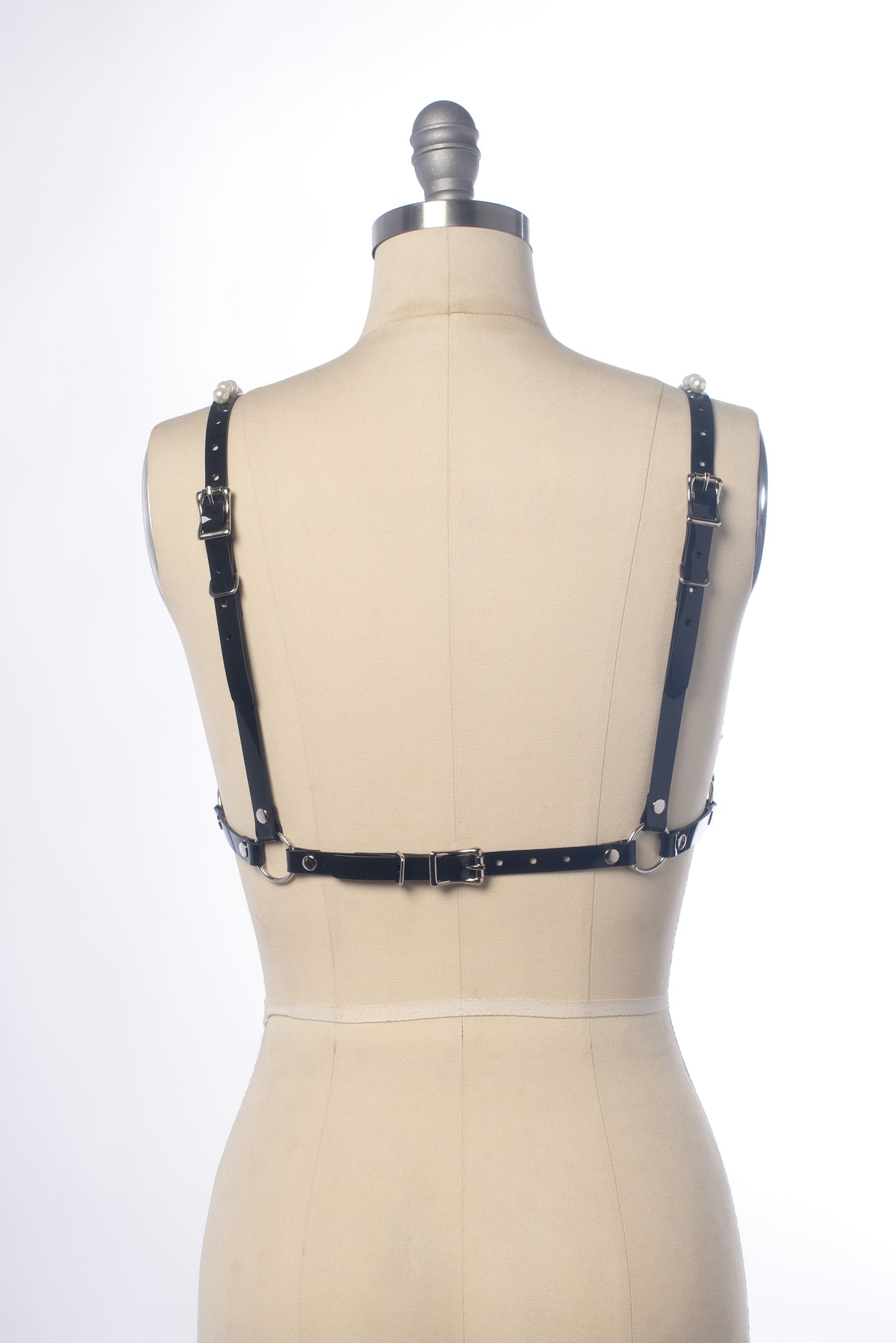 Amelia Pearl Velvet Ribbon Harness Cage Bra