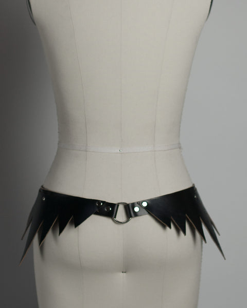 Angelica Hip Belt - Leather pointed spiked hip belt - peplum style - pvc - gothic evil queen vampire hunter - fetish fashion bondage style - Apatico.