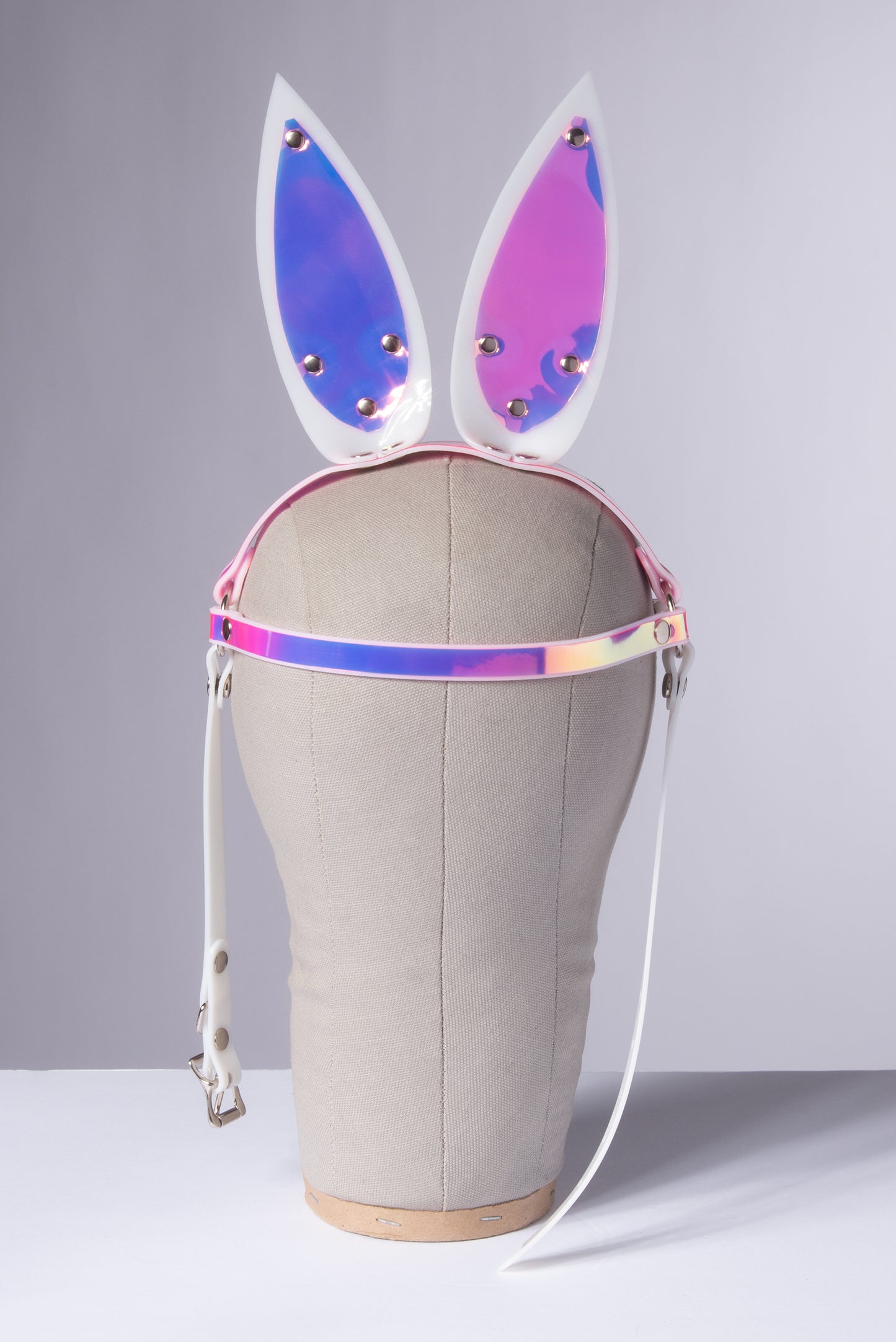 White Holographic Bunny Ears Headpiece