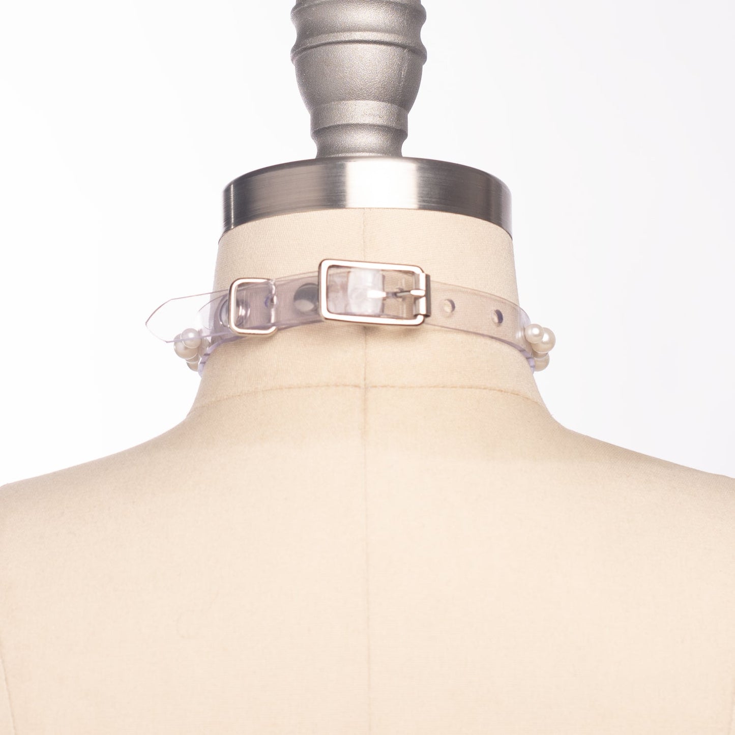 Pearl Tassel Choker Collar - Clear PVC - Ready to Ship