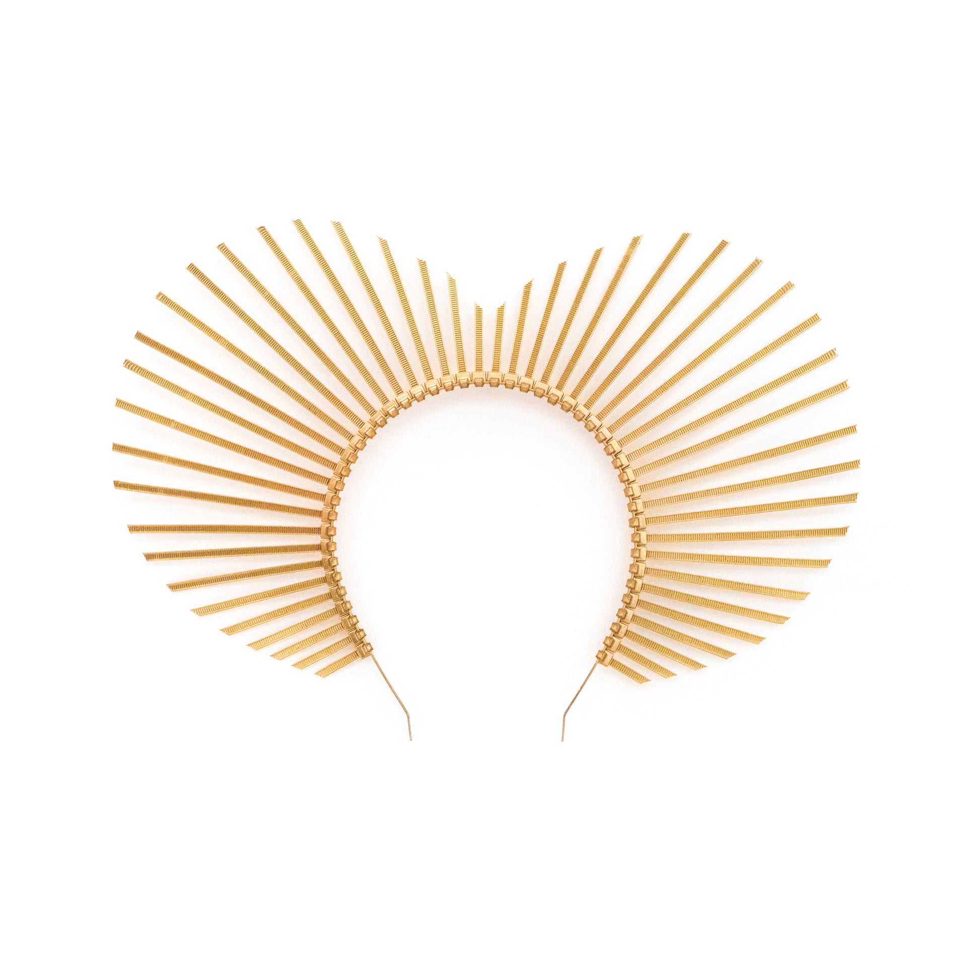 Heart shaped halo crown headpiece made out of gold zip ties by Apatico.