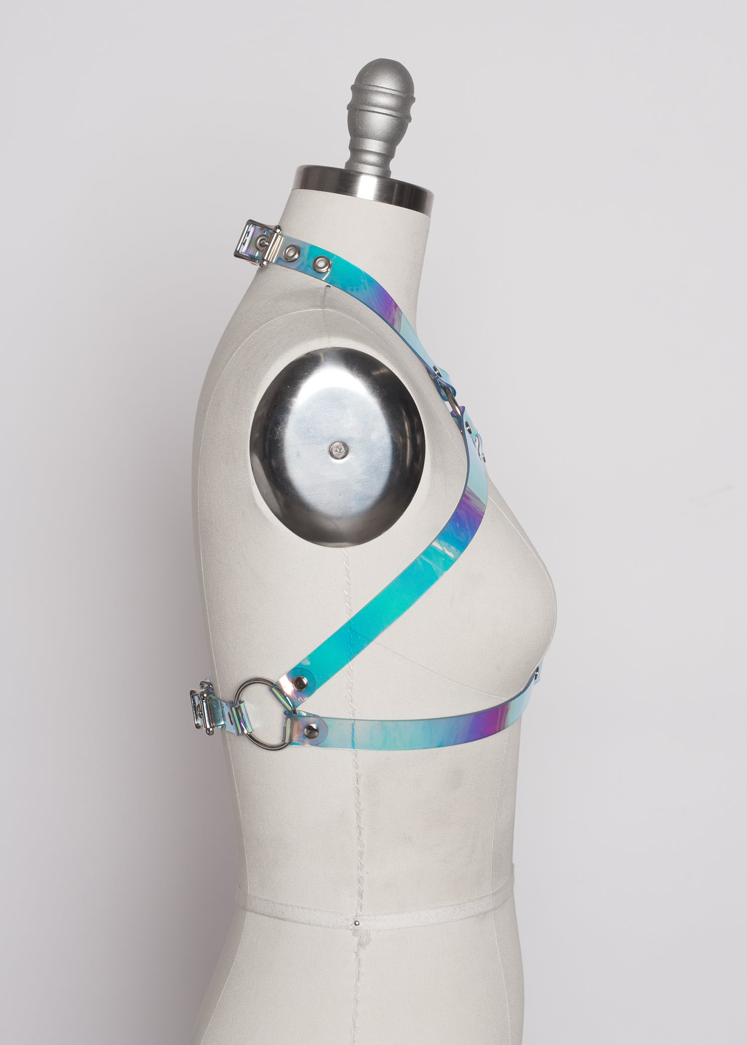 Apatico holographic harness bra top - Holographic pastelgoth - rainbow iridescent clear pvc - side 2