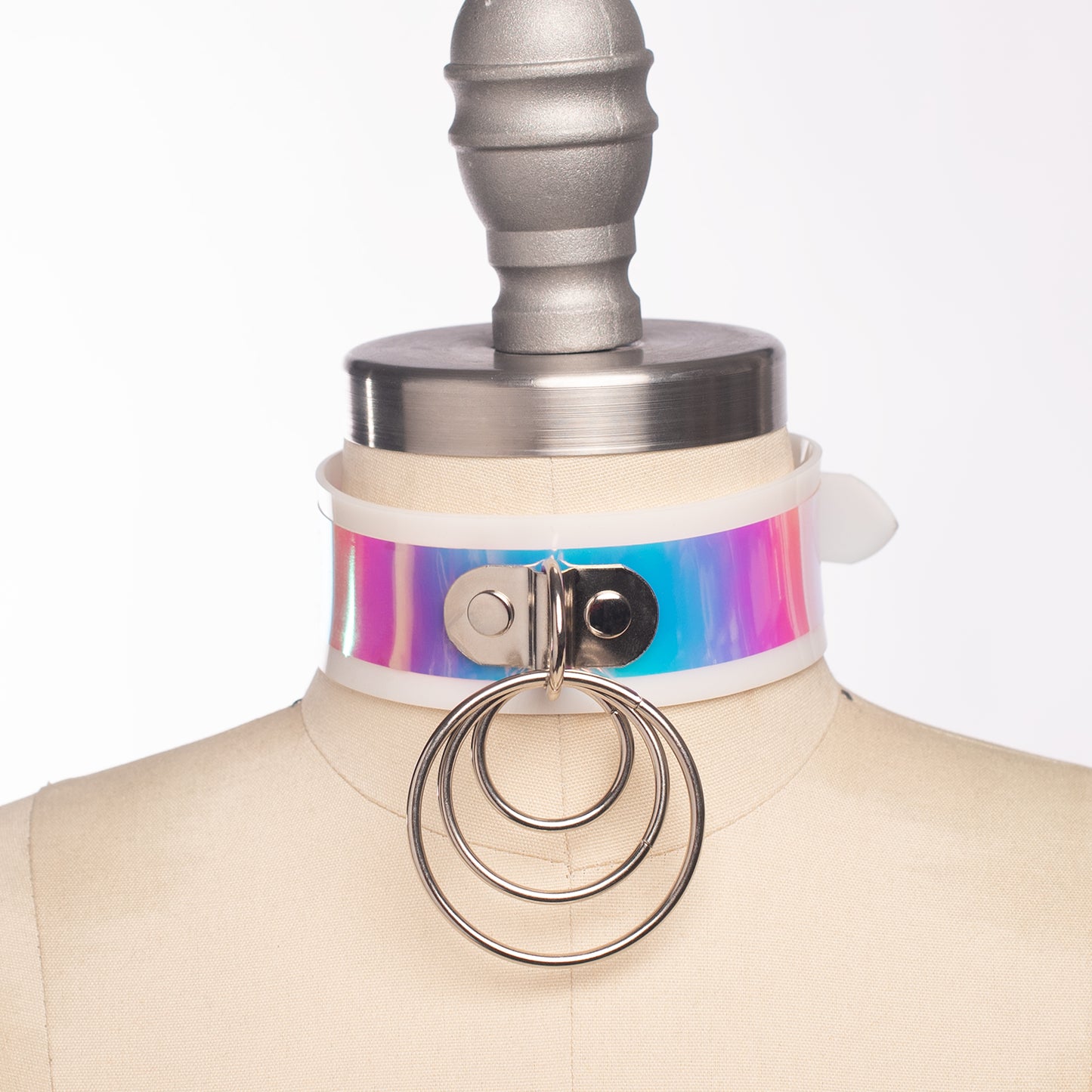Ready to Ship - Pastel Rainbow Holographic O-Ring Choker Collar