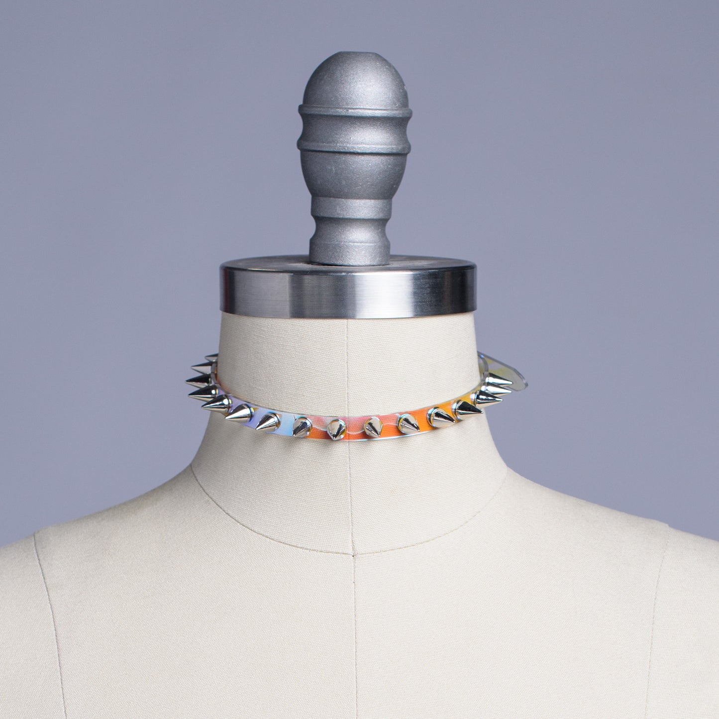 Iridescent Mini Spiked Choker Collar