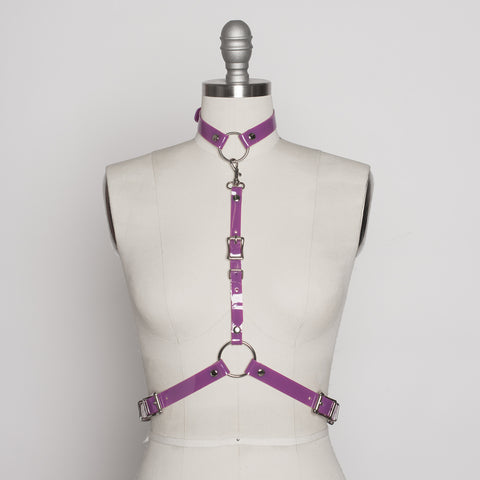 Apatico - purple pvc harness - detachable choker collar - pastelgoth nugoth fashion - statement accessory - violet pvc - pop of color - seattle fashion designer
