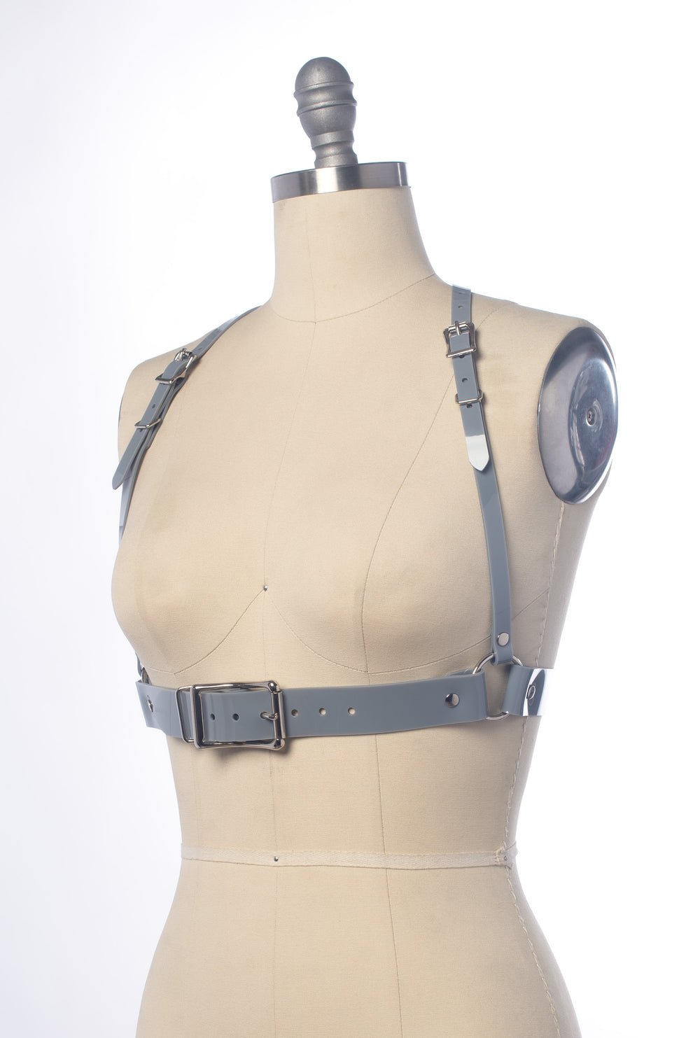 Apatico - XL Multipass Harness - Underbust - Gray PVC - Opaque