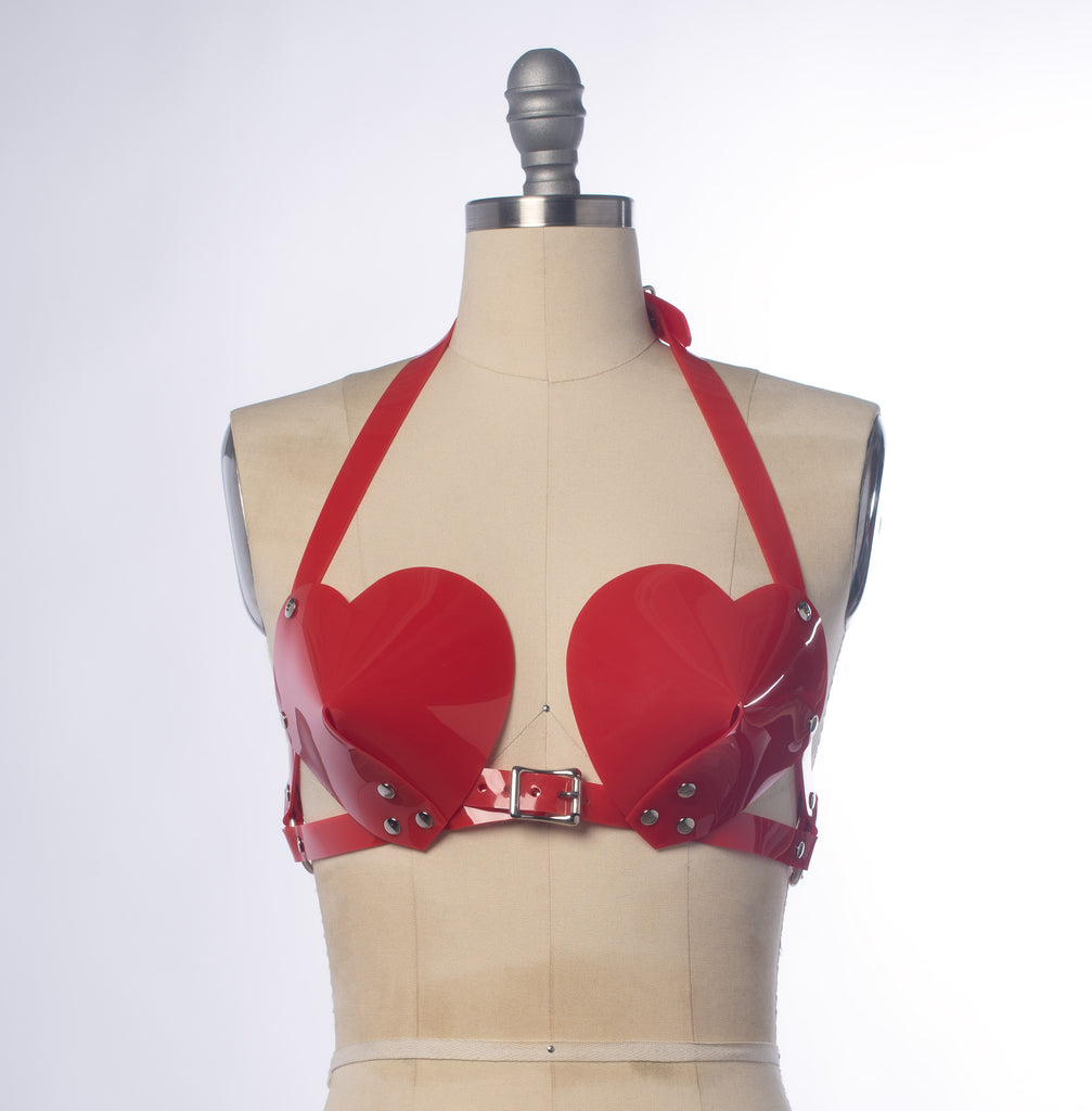 Apatico - Heart Shaped Bullet Bra Harness - Pvc - Leather