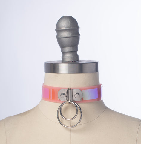 Blush Pink Iridescent O-Ring Choker Collar