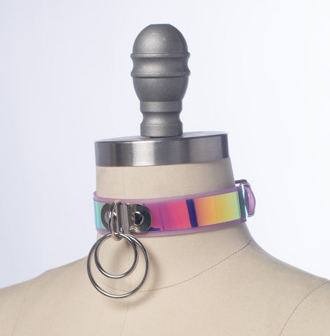 Lavender Iridescent O-Ring Choker Collar