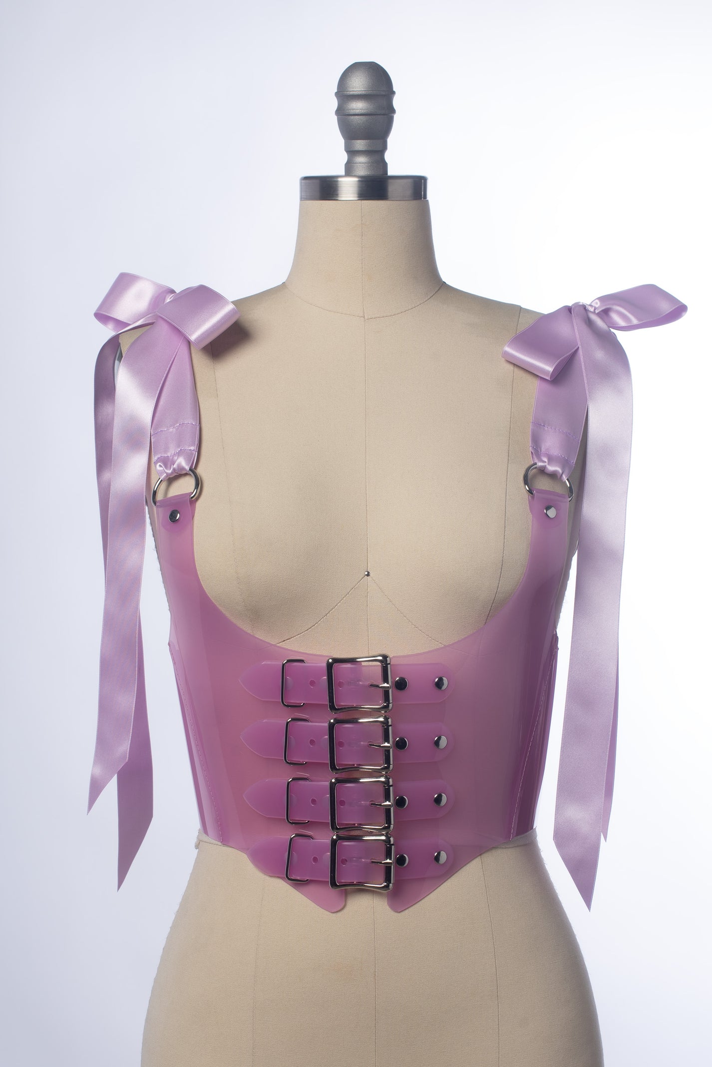 Holo Paneled Corset With Buckle Closure main image 1