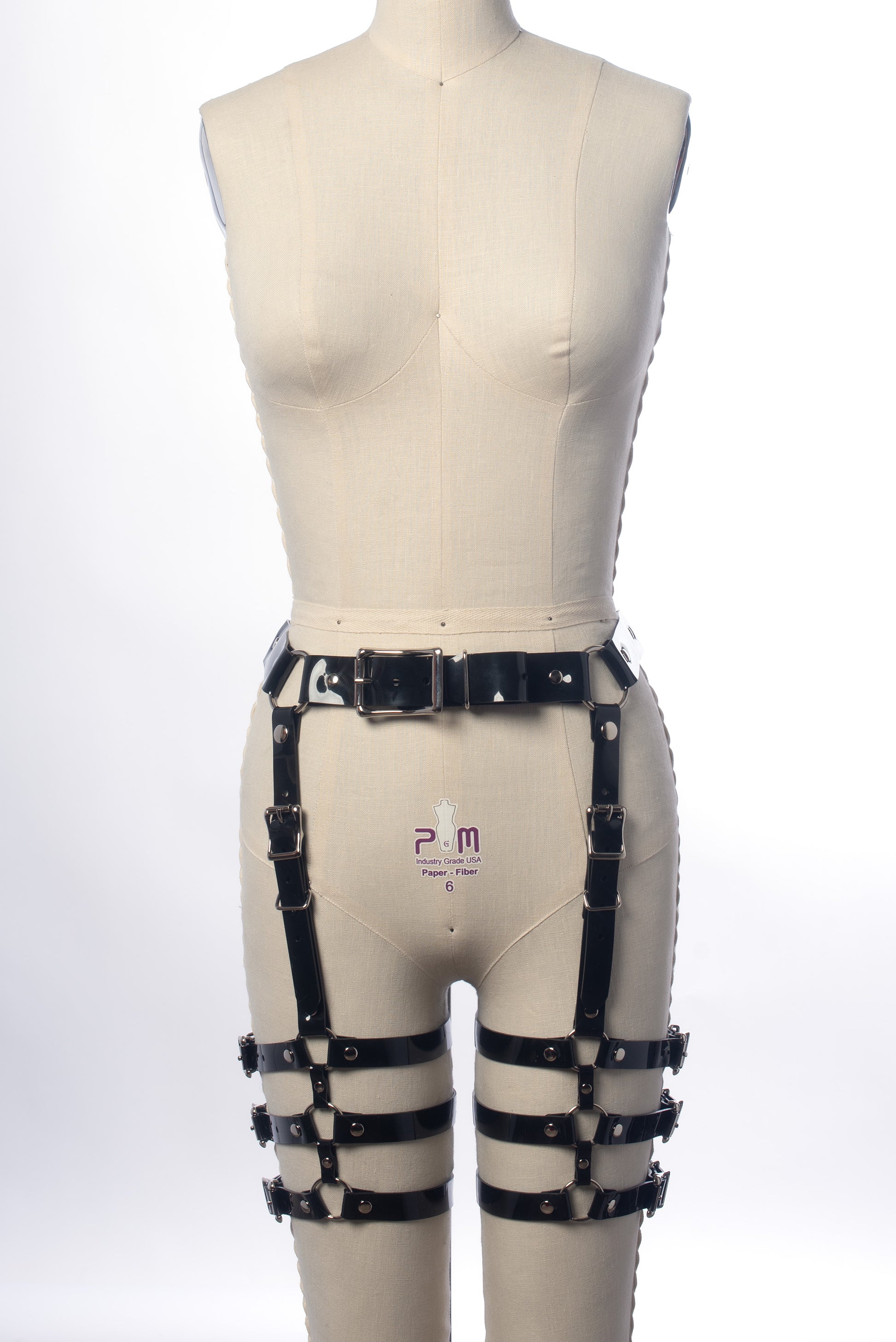 Apatico - Trinity Leg Harness - Black Leather PVC - Cyberpunk Gothic Apatico - Trinity Leg Harness - Black Leather PVC - Cyberpunk Gothic