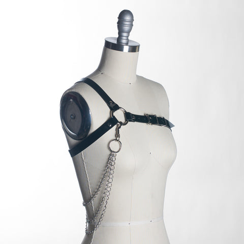 Apatico - Chronos Chained Chest Harness - Industrial - Pvc - Leather