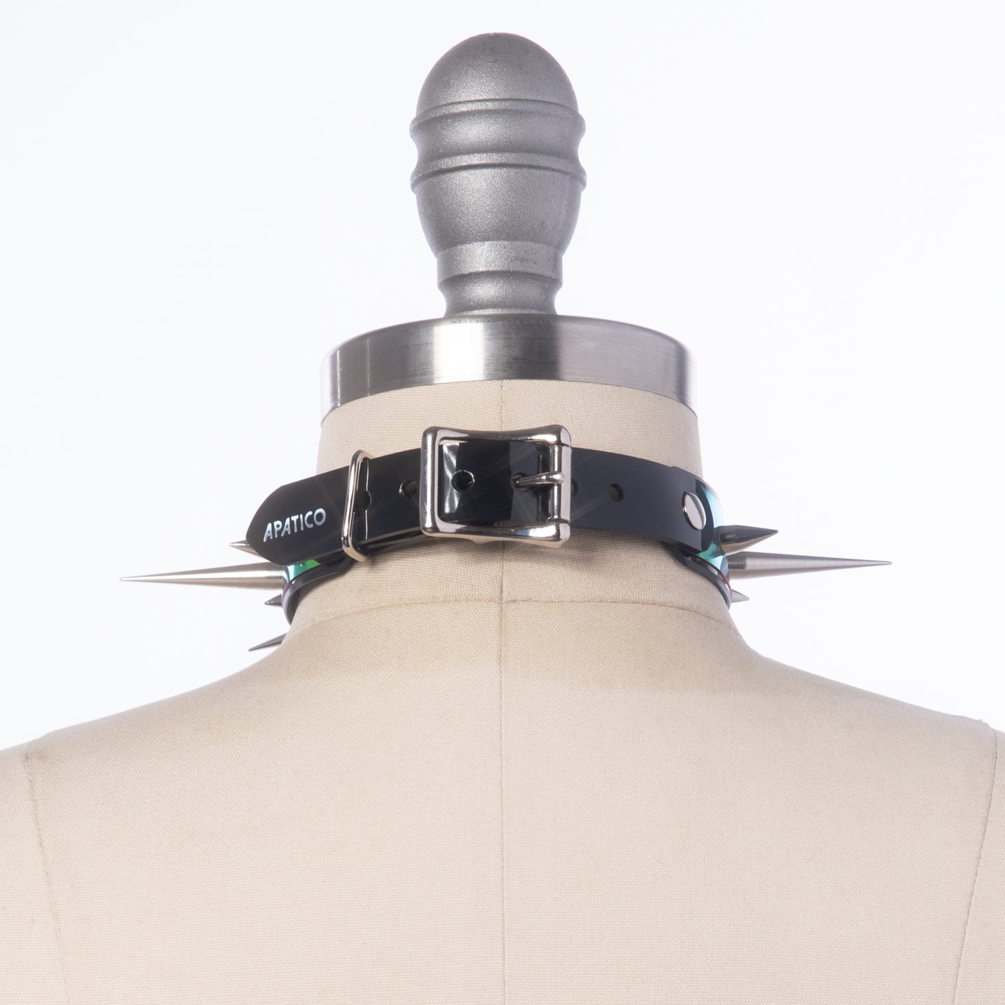 Black Rainbow Holographic Spike Choker Collar