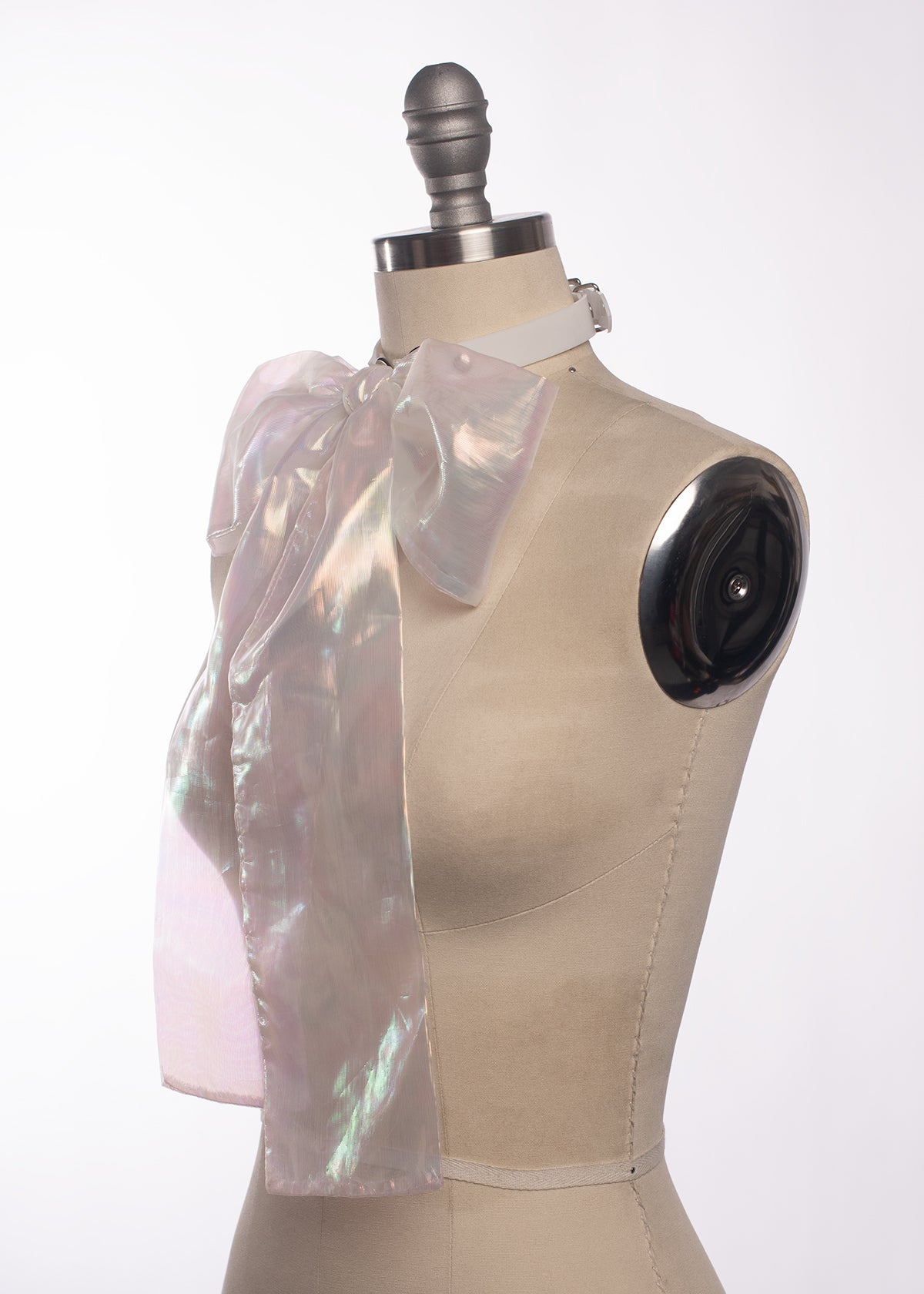 Iridescent Bow Choker Collar
