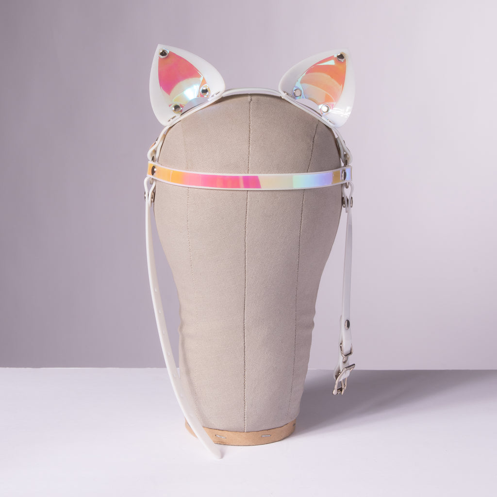 White Holographic Cat Ears Headpiece