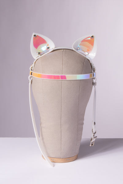 White Holographic Cat Ears Headpiece