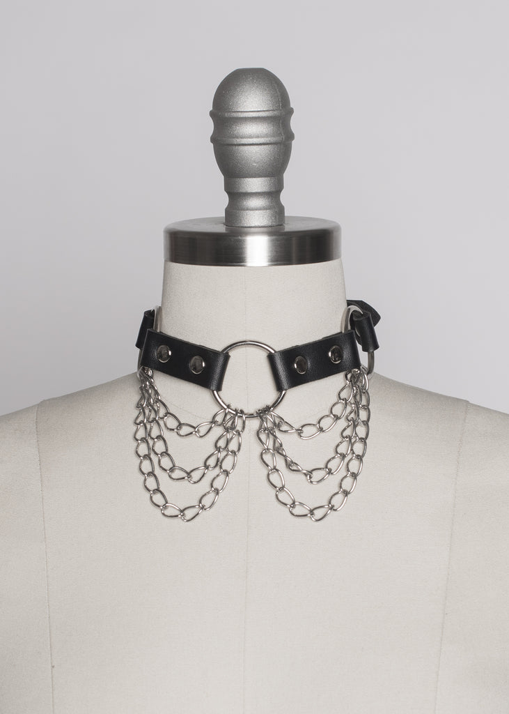 Detached Black Vegan Leather Shirt Collar Choker Necklace — Our Widow