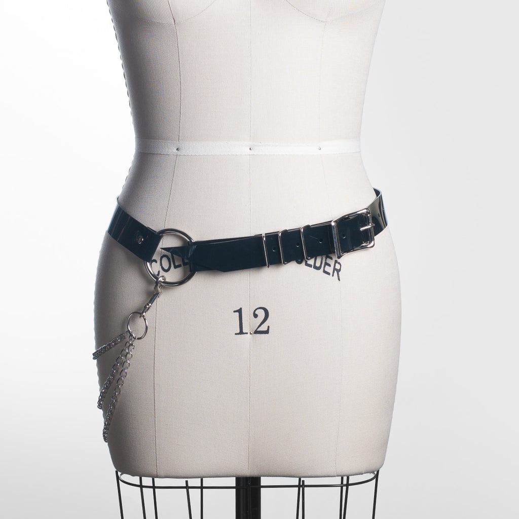 Apatico - Chronos Chained Belt - Gothic Industrial - PVC - Leather Custom / Clear PVC