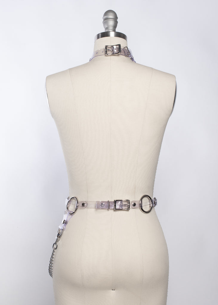 Apatico - Chronos Chained Belt - Gothic Industrial - PVC - Leather Custom / Clear PVC
