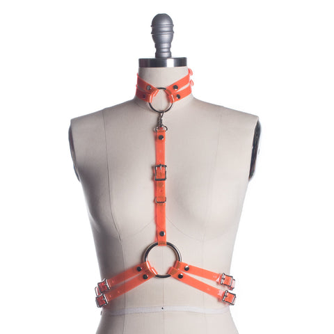 Percolator Harness - Neon Orange PVC - Ready to Ship