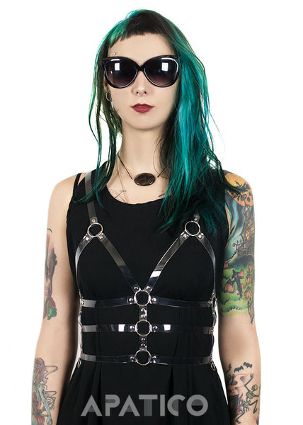 Cage Harness Top - Black PVc or leather - clear Pvc - Apatico - Gothic Harness bra crop top - fetish fashion bondage style