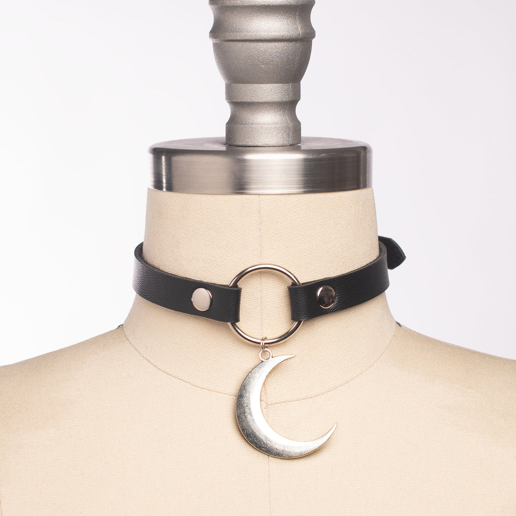 Detached Black Vegan Leather Shirt Collar Choker Necklace — Our Widow