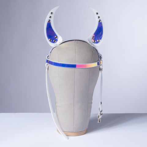 White Holographic Devil Horns Headpiece