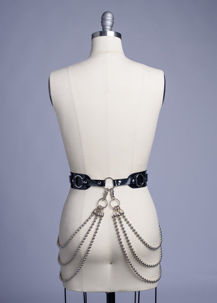 Apatico - Neo Ball Chain Waist Belt - Black PVC - 90s Goth - Layered