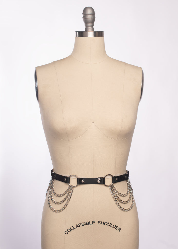 Apatico - Draped Chain Belt - Industrial Gothic 38 / Black PVC