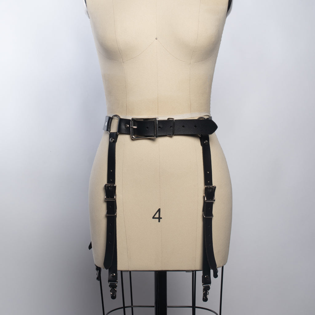 Apatico - Justine Garter Belt - Suspender Clips - Black Leather PVC