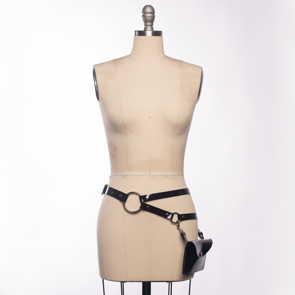 Apatico - Draped Chain Belt - Industrial Gothic 38 / Black PVC