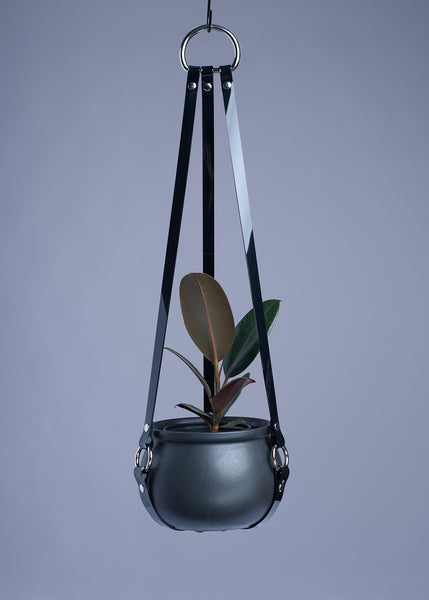 Harness Plant Hanger - Black PVC - Silver Hardware