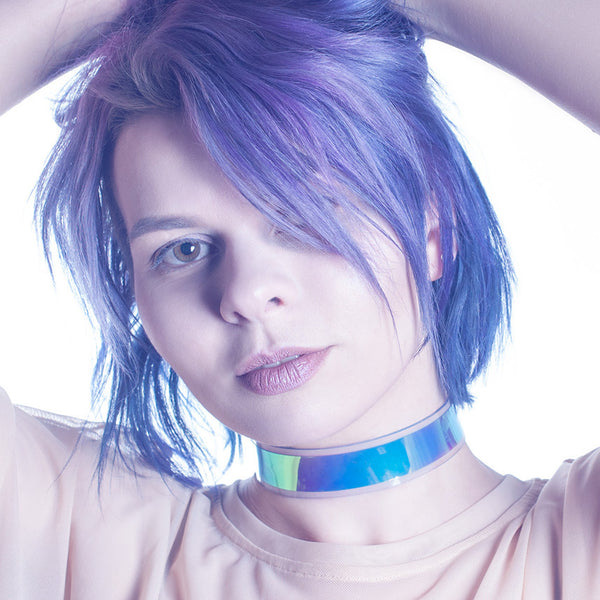 Skinny Holographic Choker Collar