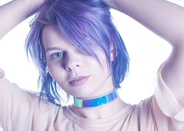 Skinny Holographic Choker Collar