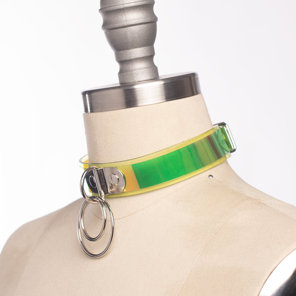 Green Holographic O-Ring Choker Collar