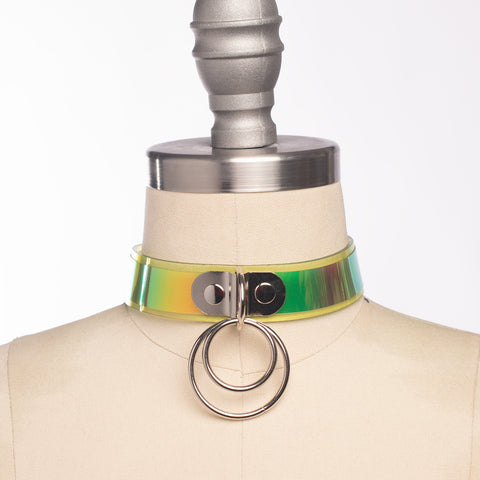 Green Holographic O-Ring Choker Collar