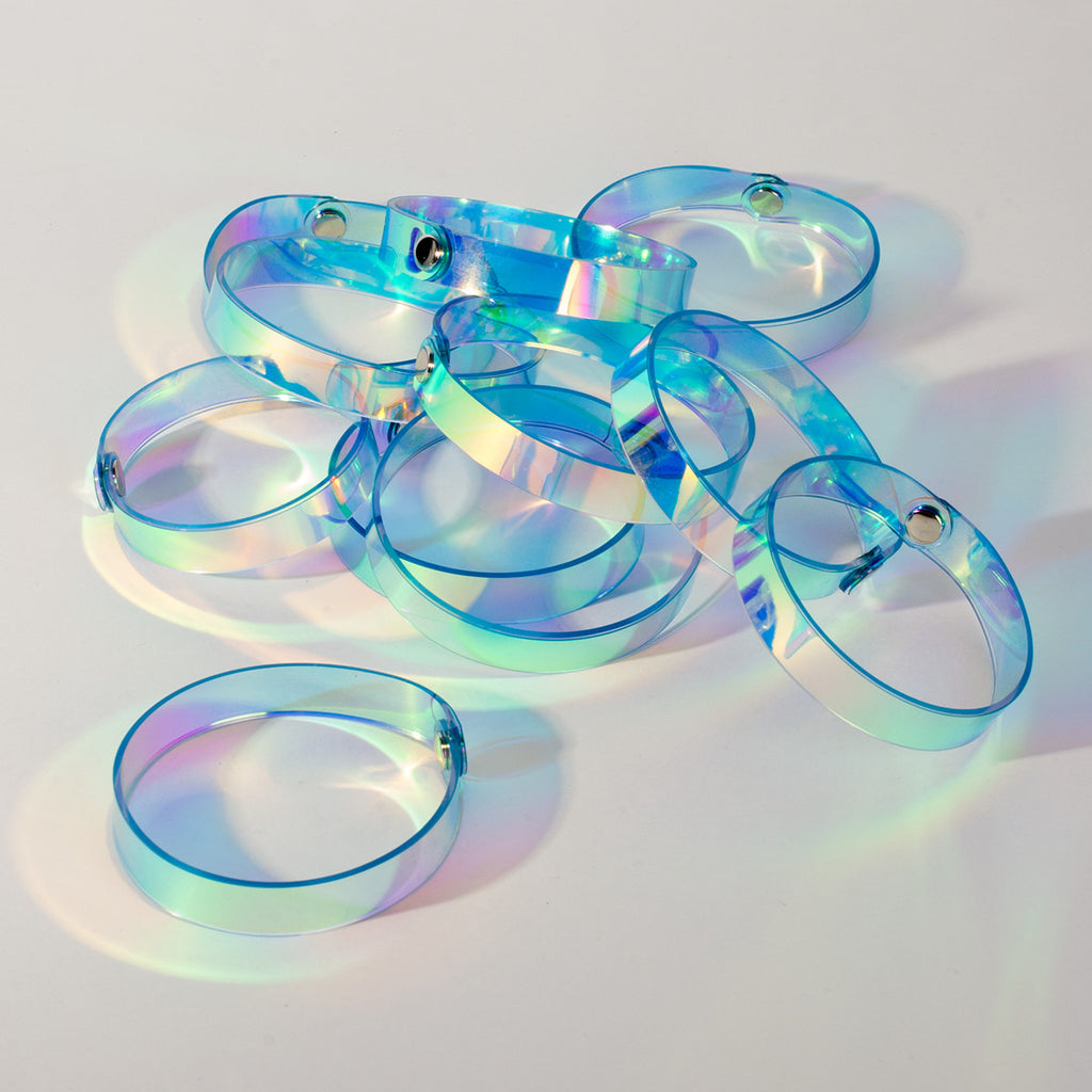 Apatico - Holographic Bangle Bracelet - Iridescent Clear PVC