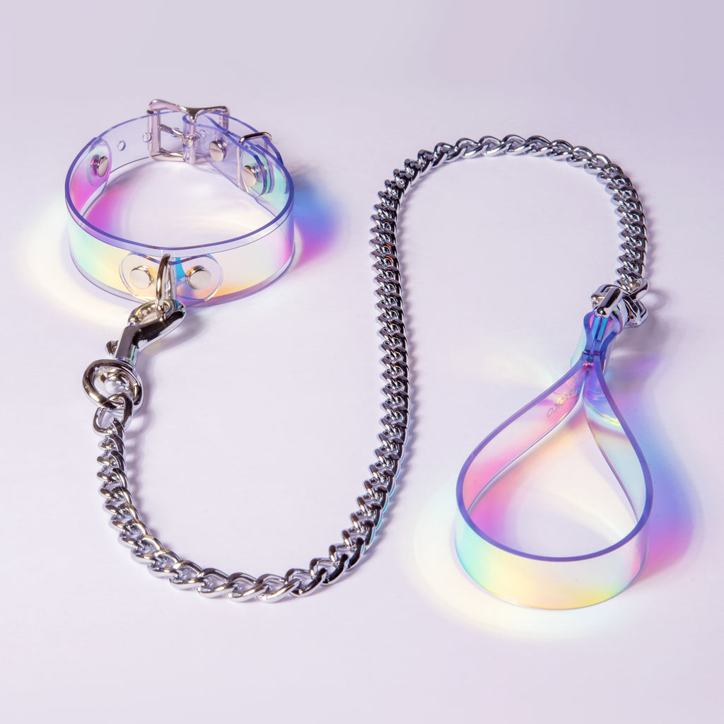 Holographic Chain Leash & Collar Set