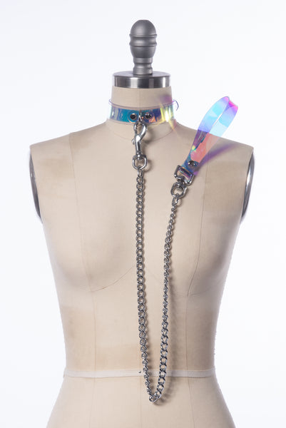 Holographic Chain Leash & Collar Set