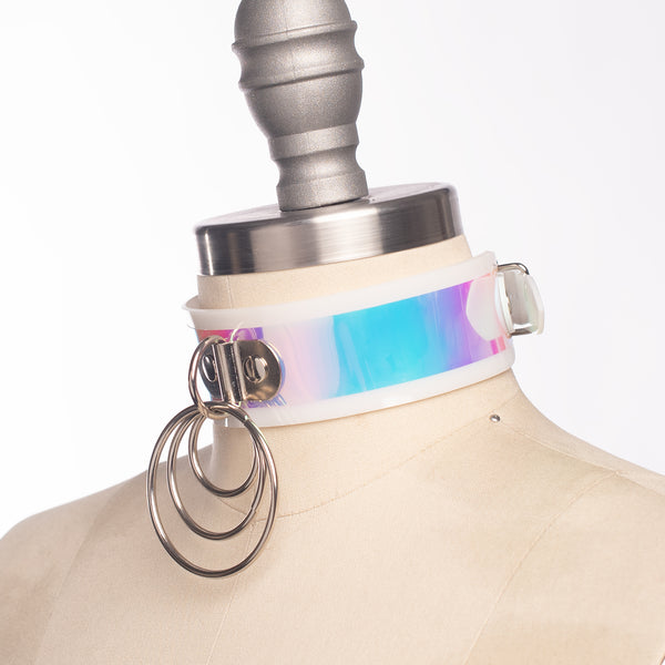 Pastel Rainbow Holographic O-Ring Choker Collar