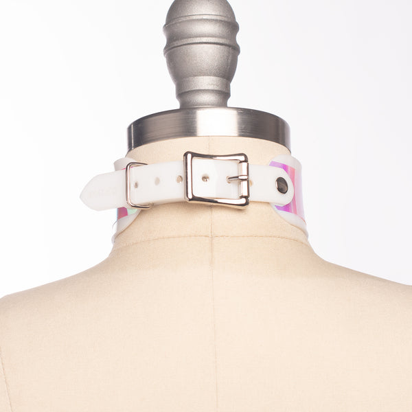 Pastel Rainbow Holographic O-Ring Choker Collar