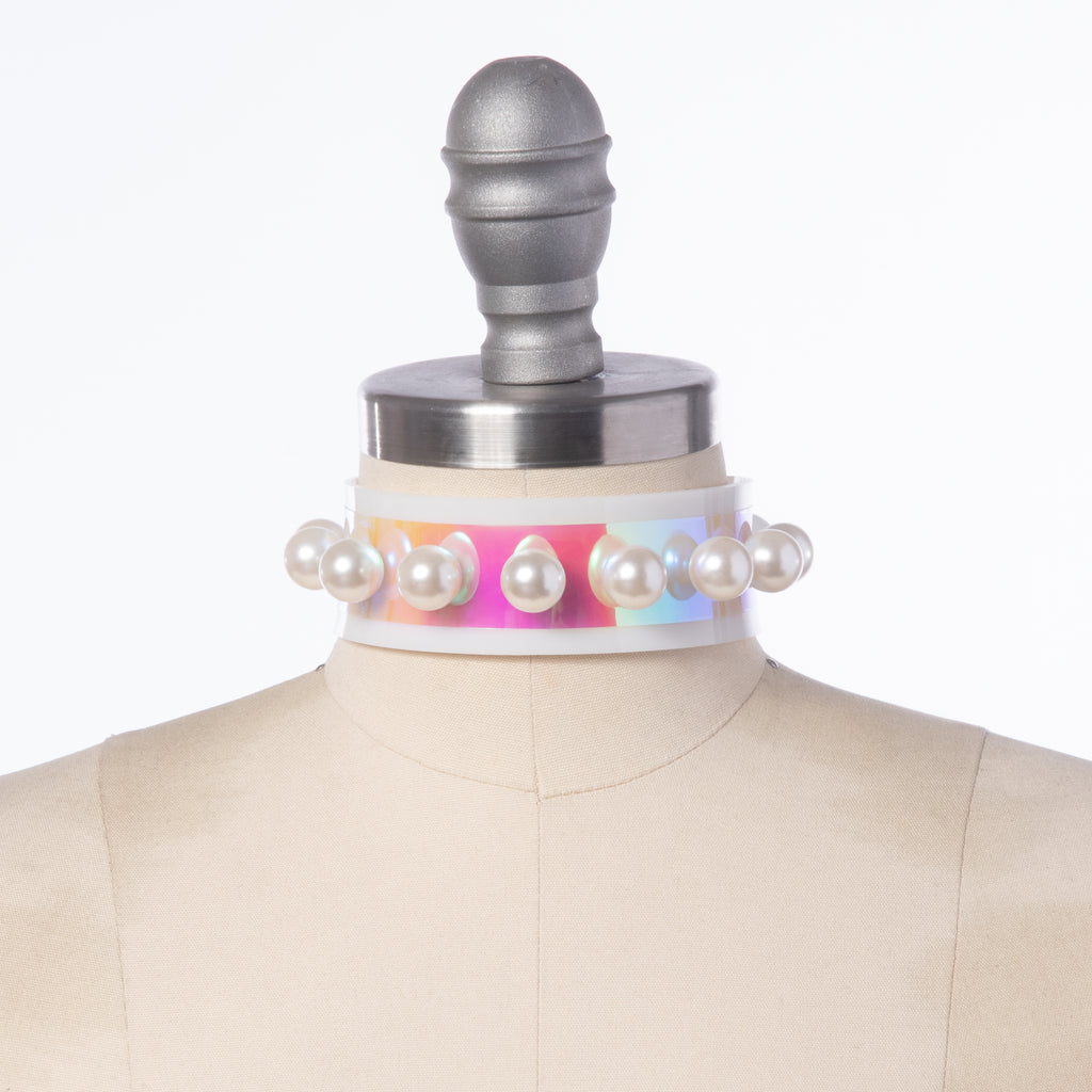 Holographic Persephone Pearl Choker Collar