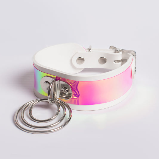 Pastel Rainbow Holographic O-Ring Choker Collar