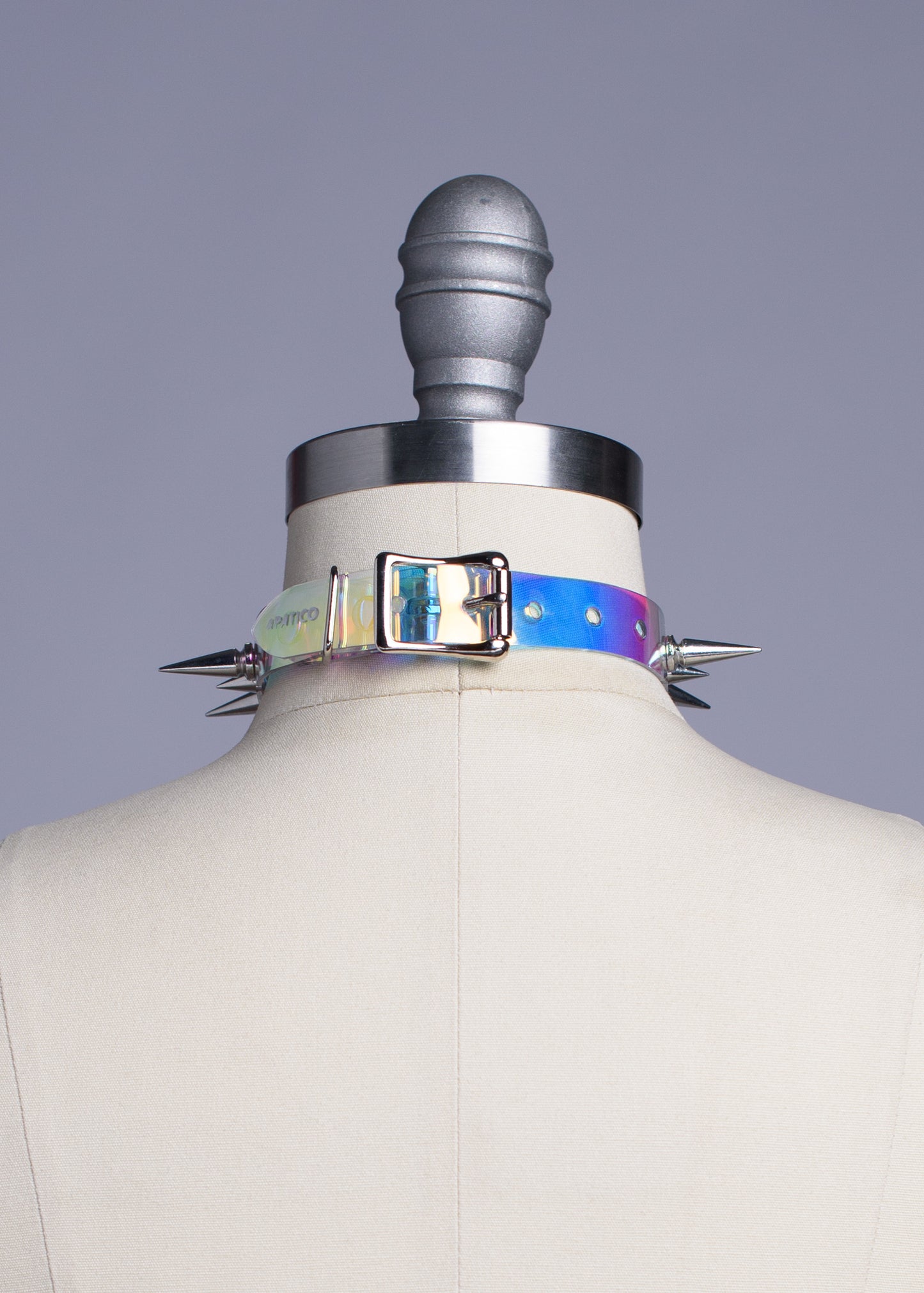Iridescent Spiked O Ring Choker Collar