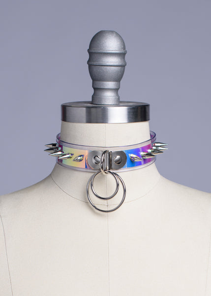 Spiked Iridescent Trouble Choker