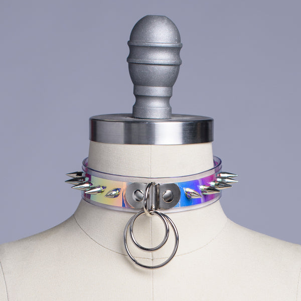 Spiked Iridescent Trouble Choker