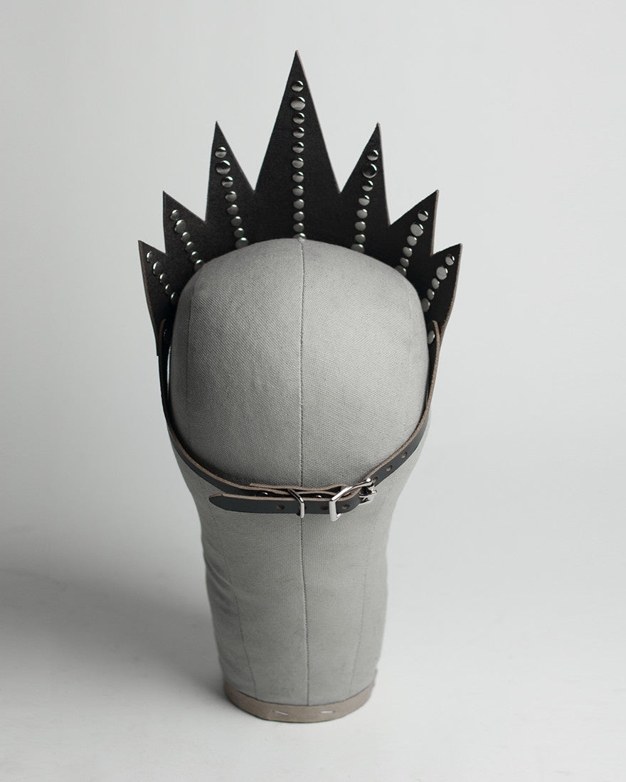 Bianca Crown - Apatico - Spiked Studded Leather Crown - Clear Pvc - Gothic Evil Queen Headpiece - Dramatic Tiara Headdress.