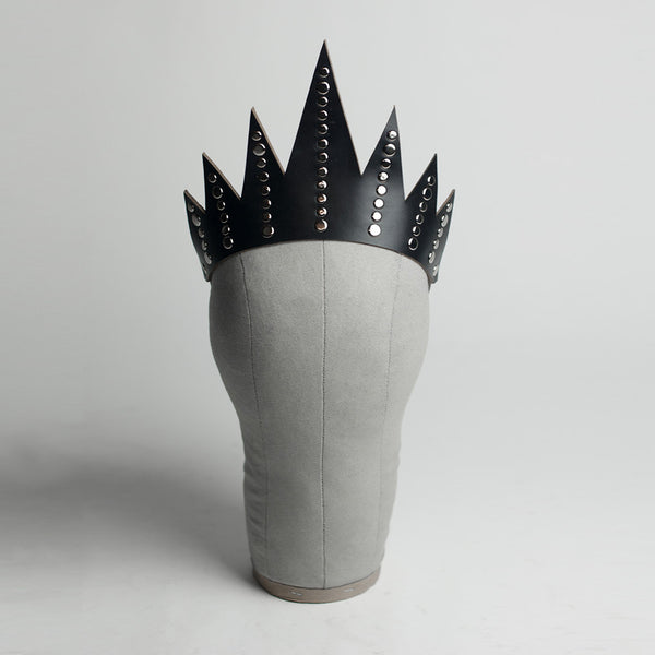 Bianca Crown - Apatico - Spiked Studded Leather Crown - Clear Pvc - Gothic Evil Queen Headpiece - Dramatic Tiara Headdress.