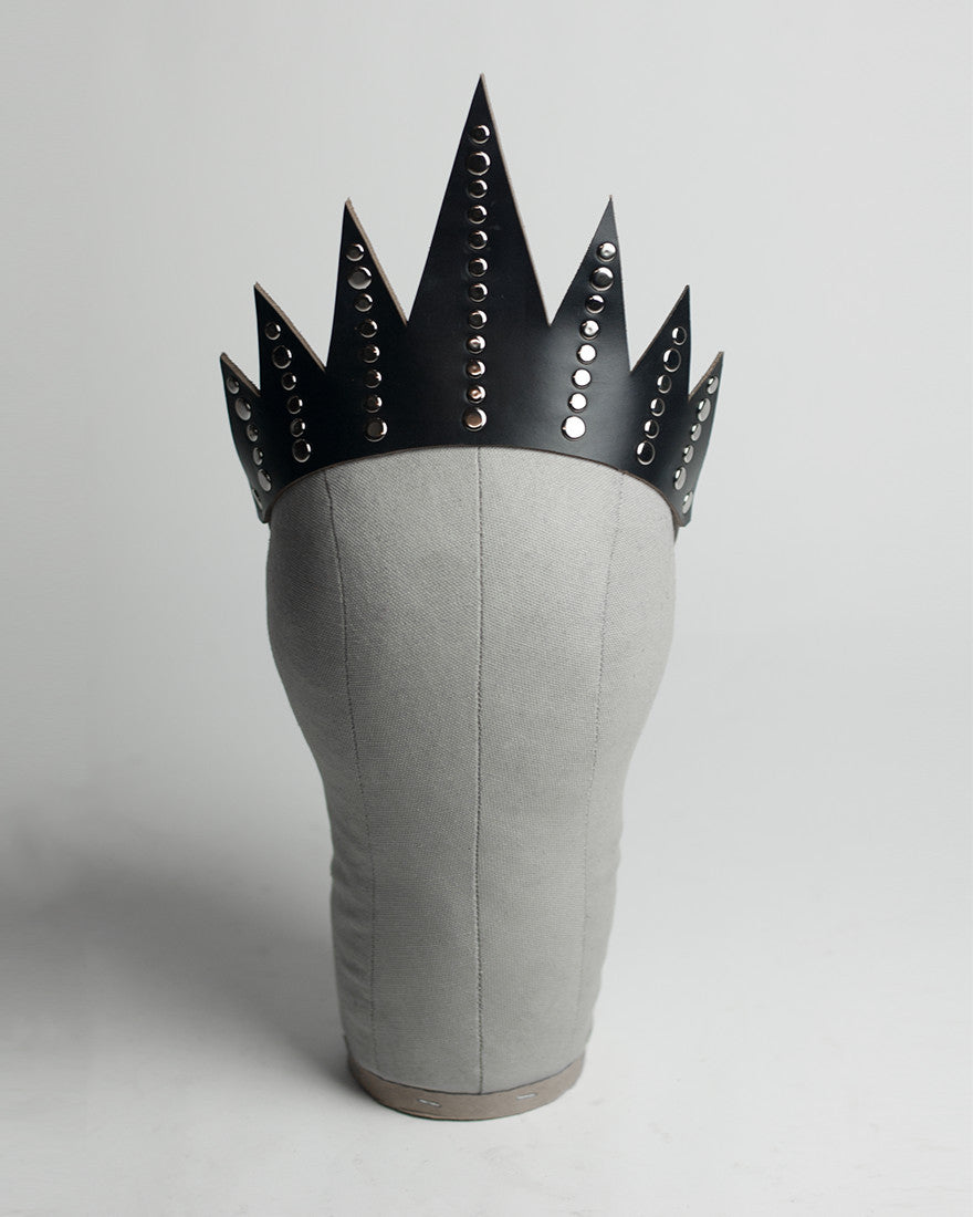 Bianca Crown - Apatico - Spiked Studded Leather Crown - Clear Pvc - Gothic Evil Queen Headpiece - Dramatic Tiara Headdress.